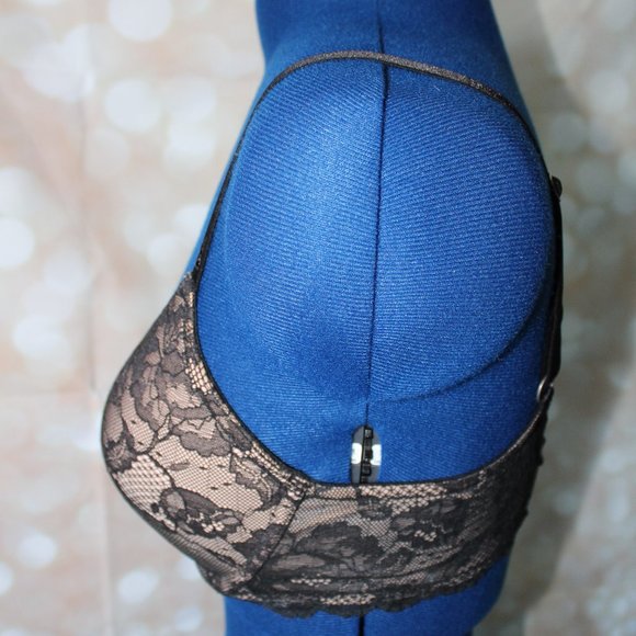 Victoria's Secret Black Nude Floral Lace Biofit Demi Uplift Underwire Bra 34D - Picture 6 of 9